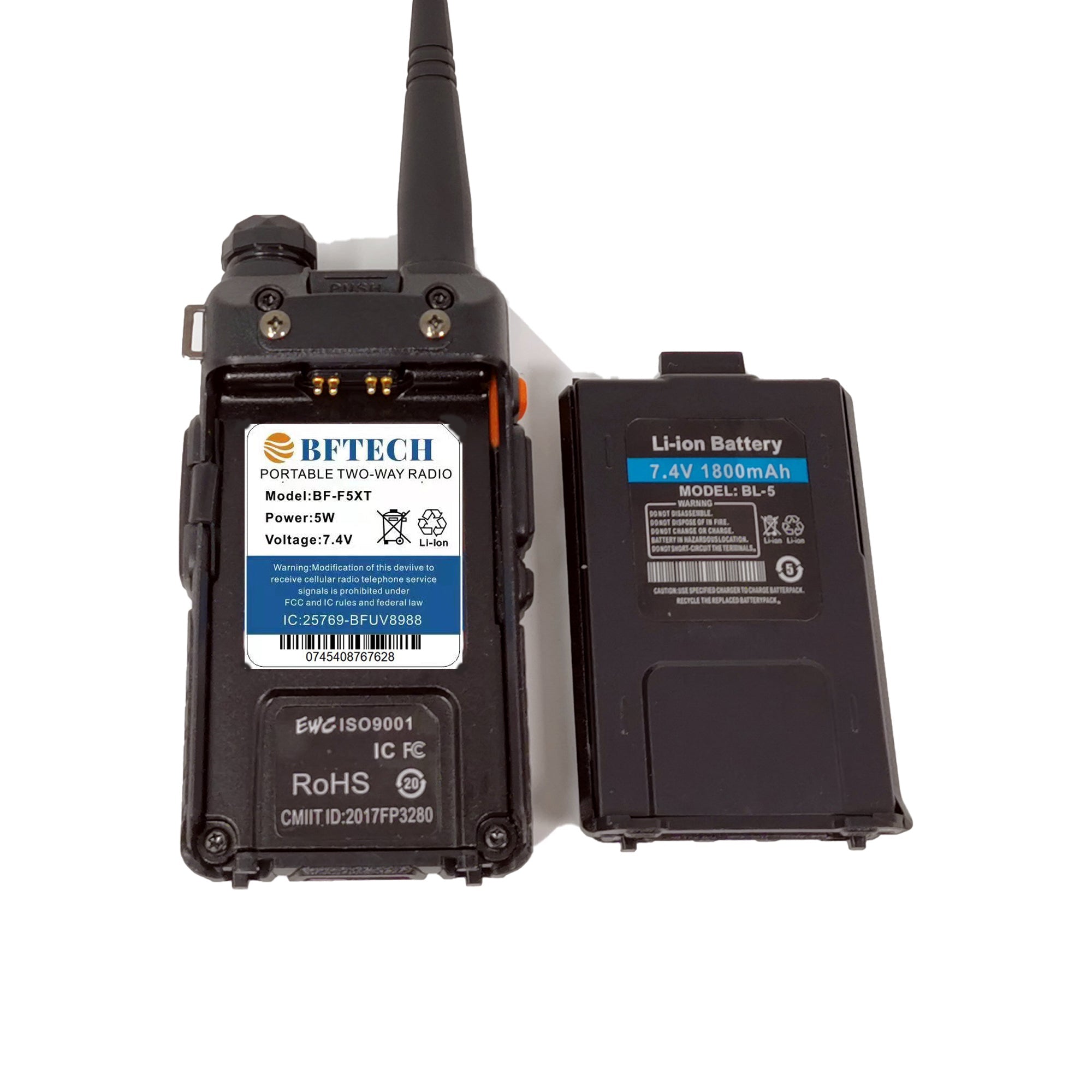 BFTECH BF-F5XT Two-Way Radio transceiver dual band 144-148/430-450 mhz chipsets upgraded (ic certified:25769-bfuv8988)