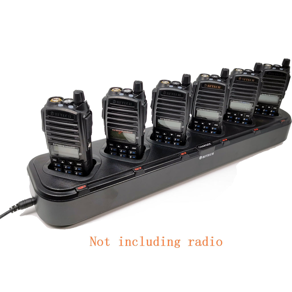 bftech dc-8-6 6-way gang charger for uv-82hp, uv-82rt,gmrs-v1, murs-v1, uv-82c, baofeng uv-82 (bl-8 battery)