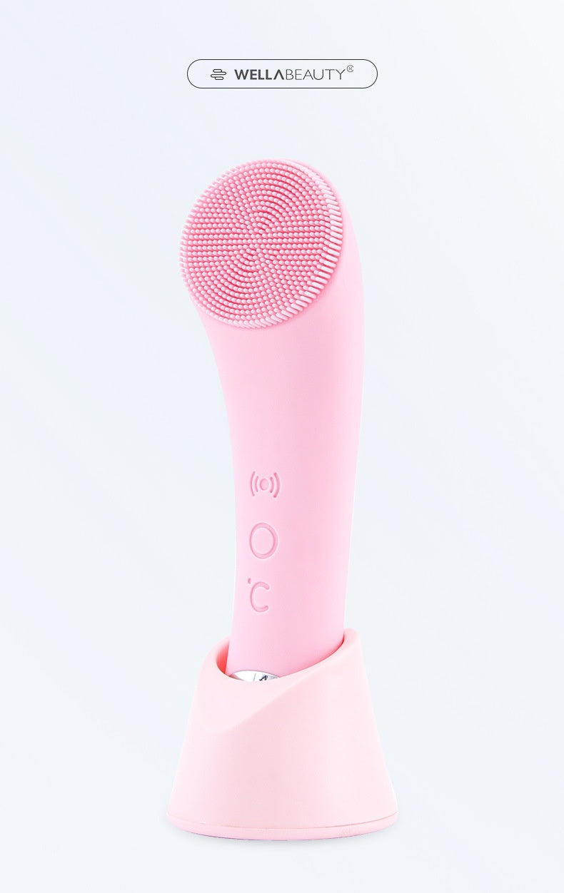 Silicone Electric Face Cleansing Brush with Vibration & Heating