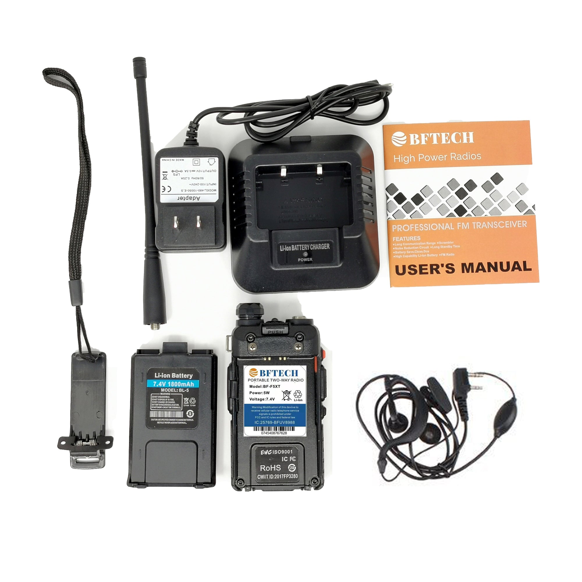 BFTECH BF-F5XT Two-Way Radio transceiver dual band 144-148/430-450 mhz chipsets upgraded (ic certified:25769-bfuv8988)