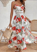 Elegant Spring chic Vacation Resort floral summer maxi dress