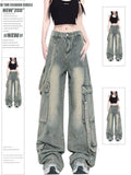 Retro Street style Oversized Baggy Cargo Jeans Pant Women