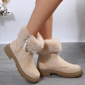 Warm Plush Boots Winter Fashion Side-Zipper Snow Boot For Women Outdoor Thickened Low-heeled Shoes