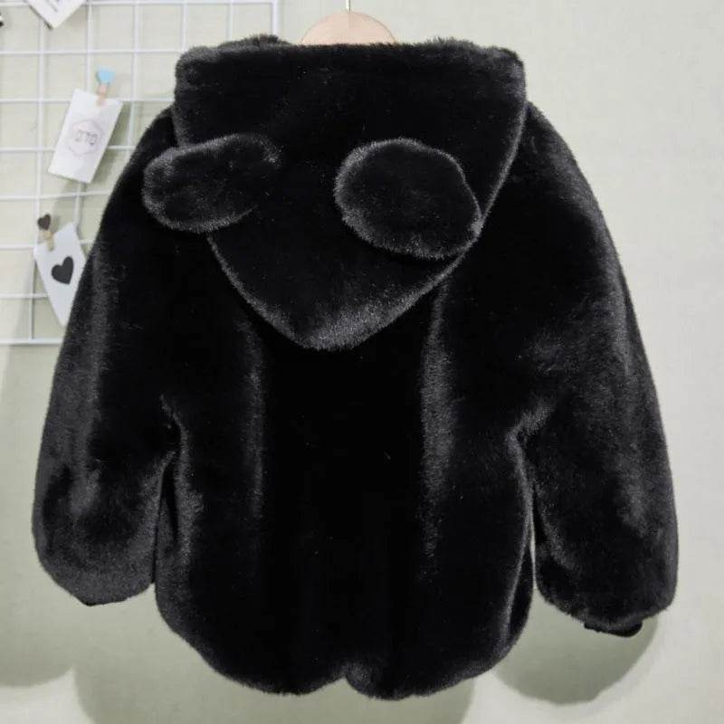 Autumn Winter Thickening Children's Cartoon Fur Hoodie Jacket