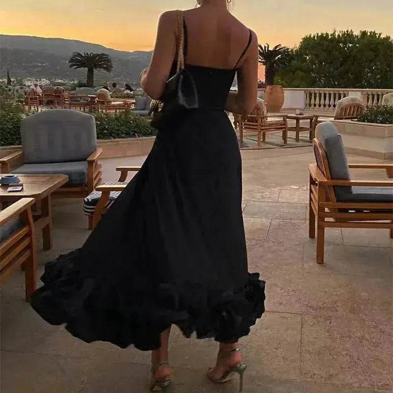 Fashion Suspenders Large Flower Swing Three-dimensional Flower A- Line Skater Dress Womens Clothing