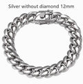 Men's Cuban Link Chain Titanium Steel Silver Bracelet