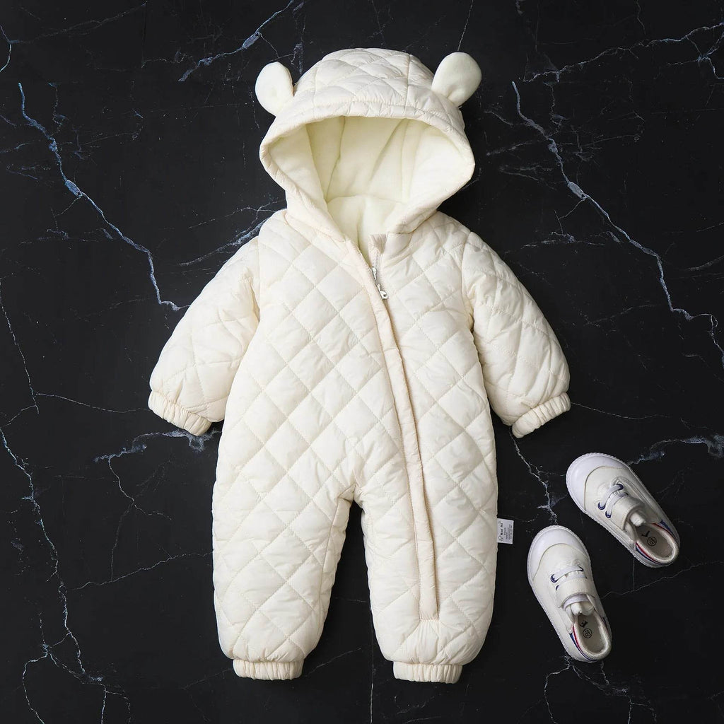 Hooded Fleece-lined Thick Baby Winter Romper Puffer Overall Jumpsuit