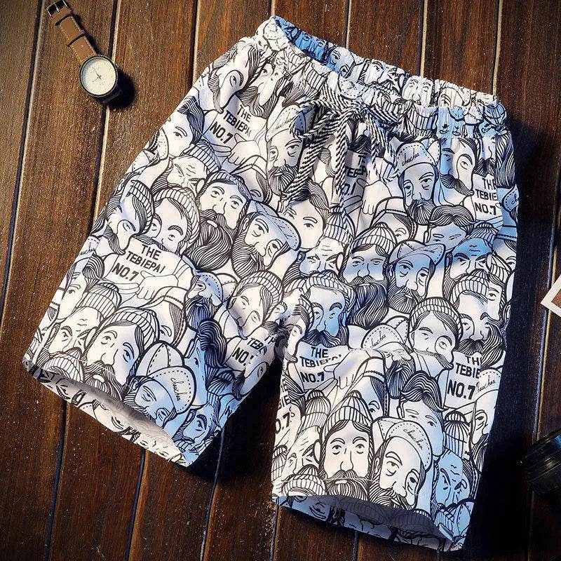 Men's Casual Printed Five-point Beach Short Pants underwear.