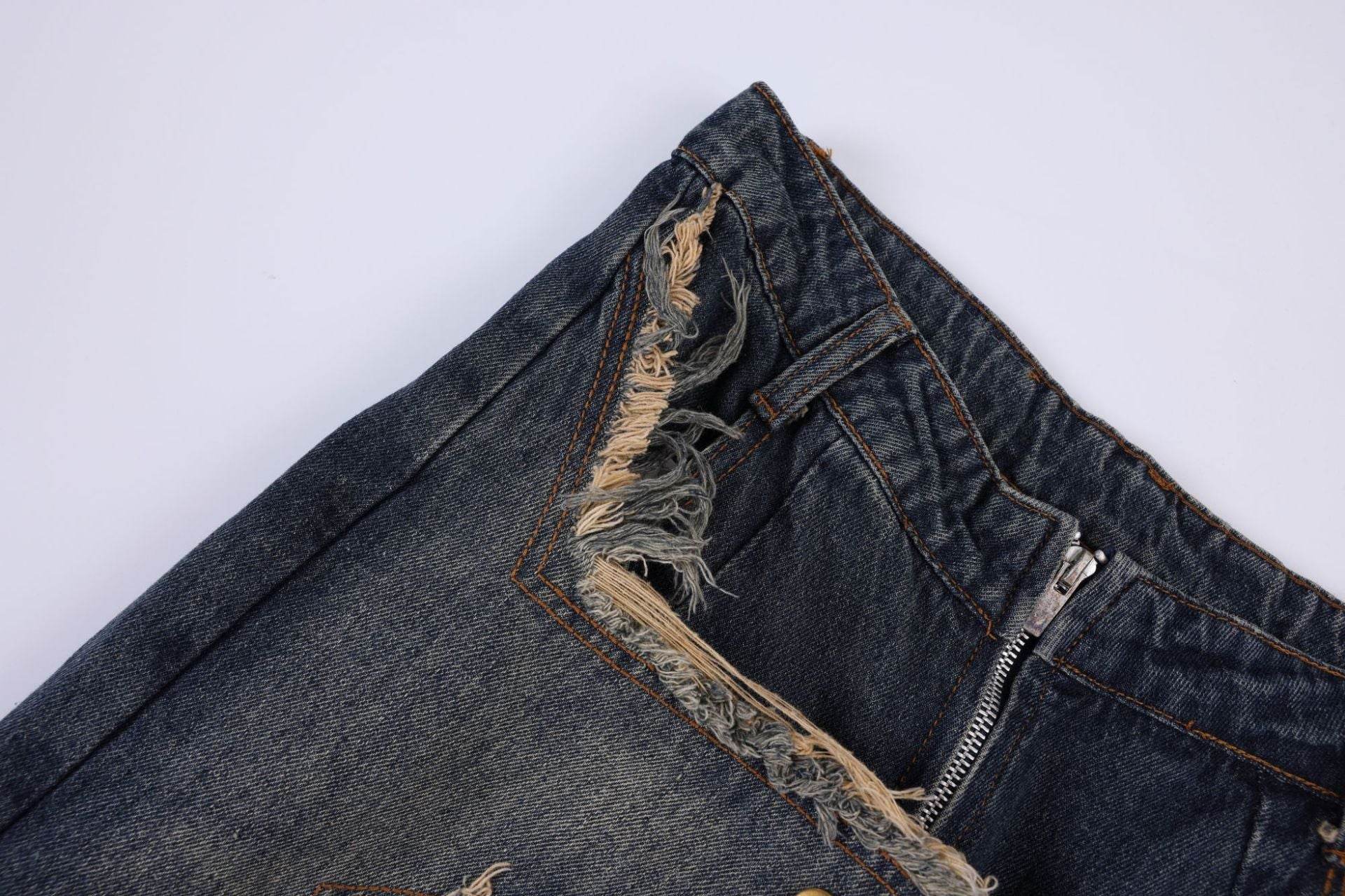 Distressed Denim Pant for women Oversized Streetstyle Patch Cargo Jeans Pant