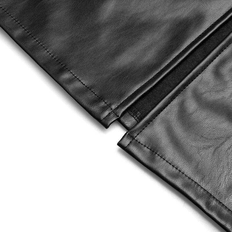 Russian Leather Midi Skirt PU Outer Belt Lining Side Zipper Back Zipper Design Sheath Women's Summer Side Slit Skirt