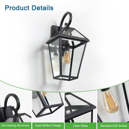 Modern Outdoor Waterproof Wall Lights fixture Support Many Types Of Bulb-2 Packs