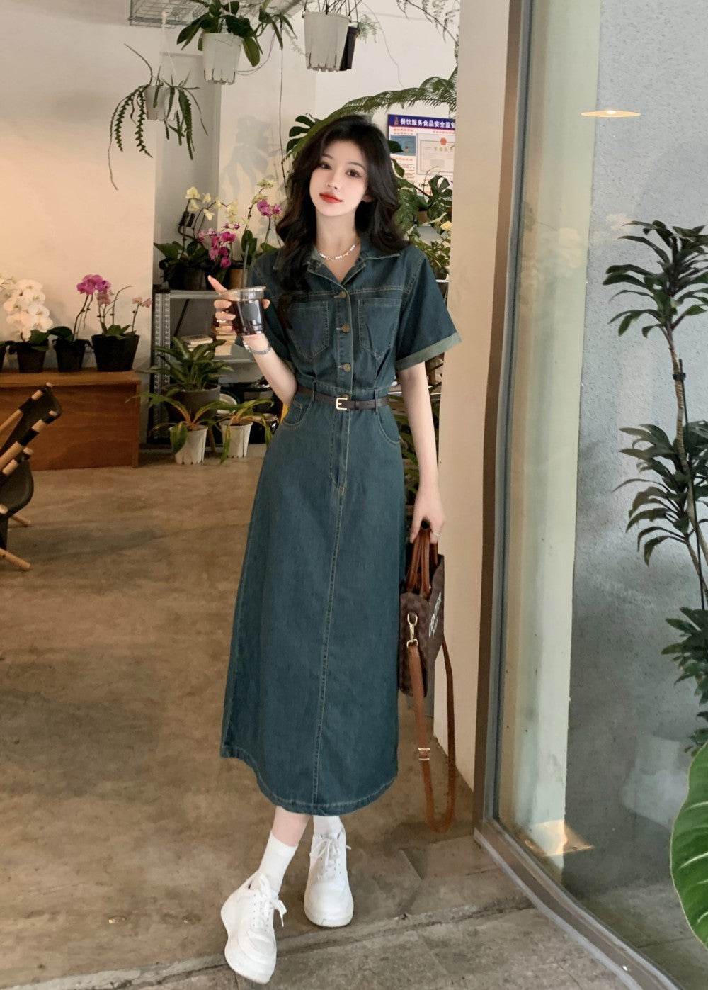 Women's Fashion Casual short sleeve Mini Denim Dress