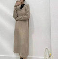 Autumn Winter Knitted V-neck Long Sweater Dress