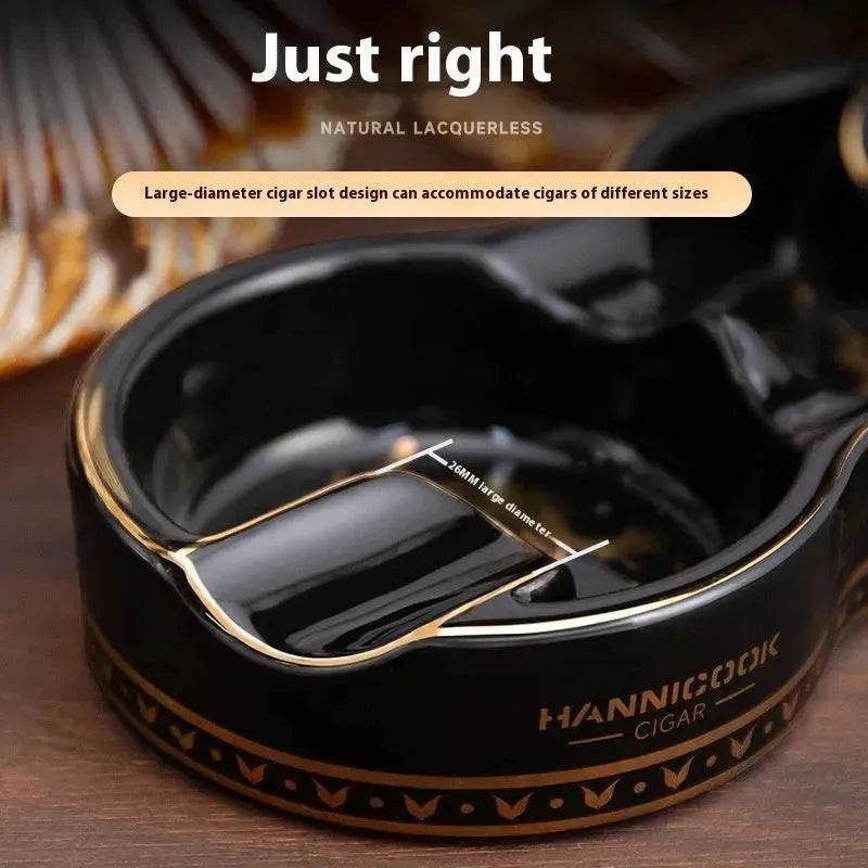 Portable 8-shaped Double Smoke Groove Ceramic retro Cigar Ashtray