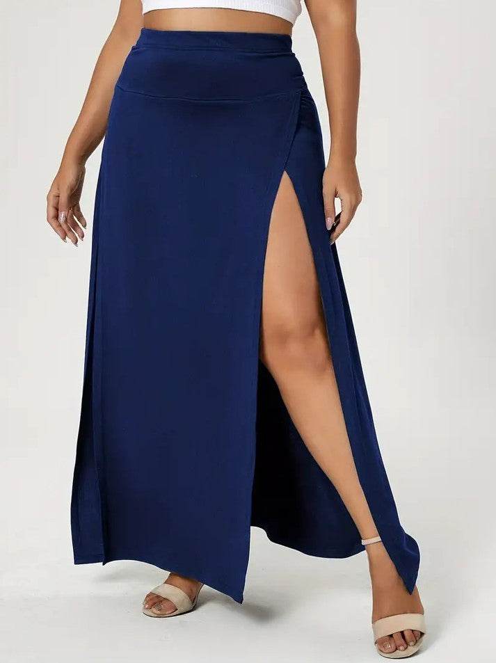 Women's High Waist Slit Solid Color Side Slit Maxi Skirt