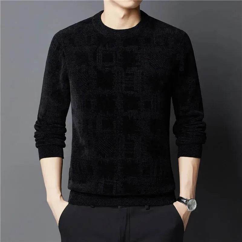 Winter Fleece-lined Chenille Pullover Sweater For Men