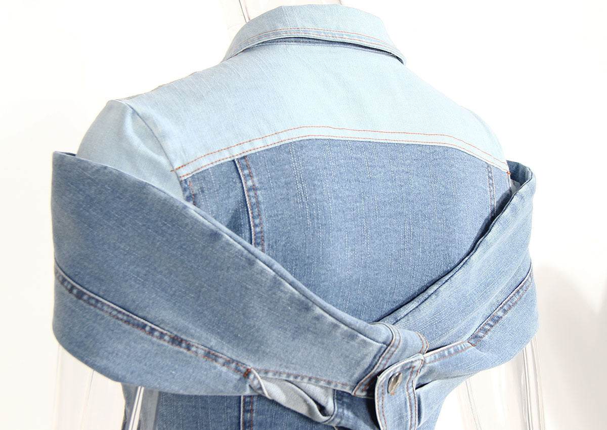 Sweet Cool Bandage Dress Shirt Slimming Denim jeans Shirt women