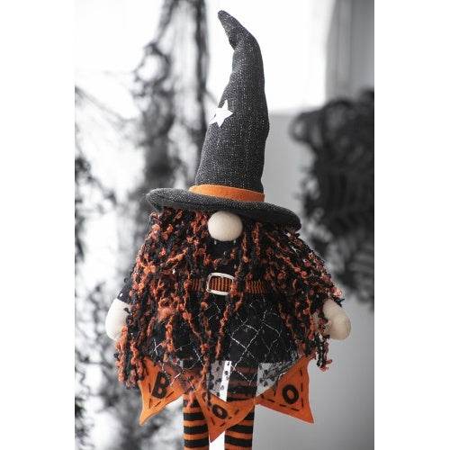 8.3x5x24 Fabric Standing Gnome W Orange Banner  Spring Body, For Halloween Decor