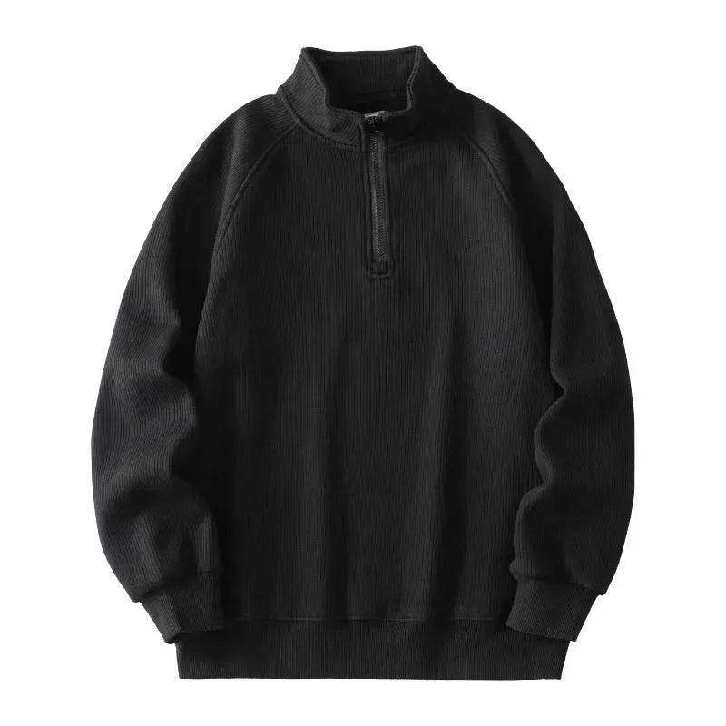 Autumn Winter half zip Stand-collar Fleece Sweatshirt Pullover tops for men