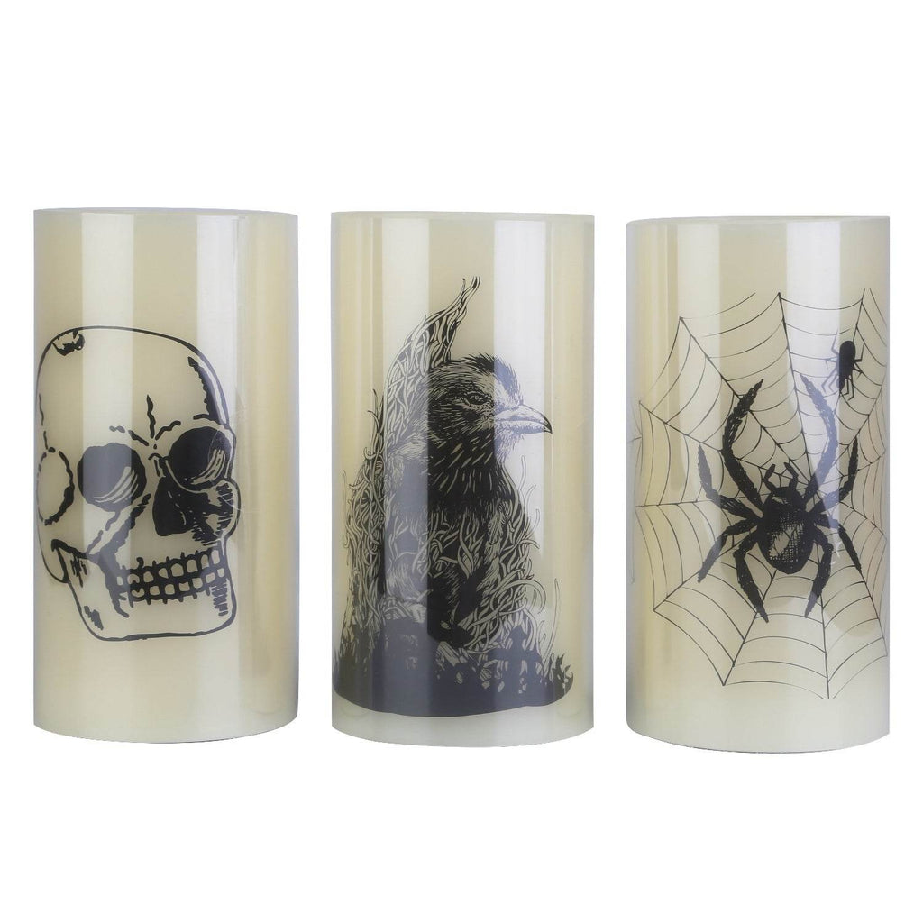 3 Pack Halloween Flameless Candle Lamp With Timer Setting Battery Operated Warm Orange Light Candles For Halloween Party Decoration