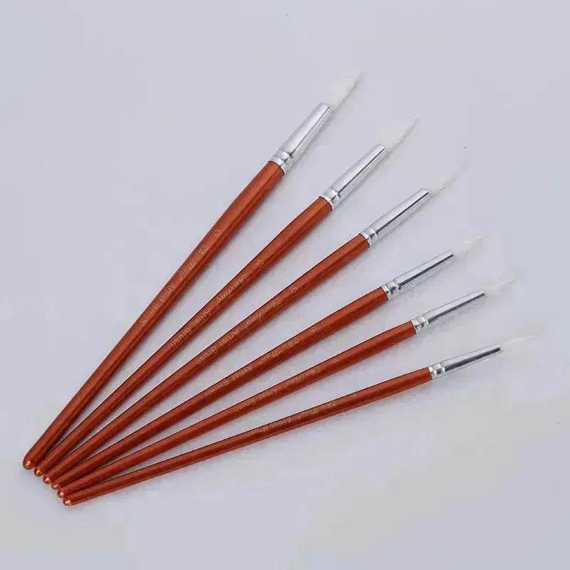 12Pcs  Lot Round Shape Nylon Hair Wooden Handle Paint Brush Set Tool For Art School Watercolor Acrylic Painting