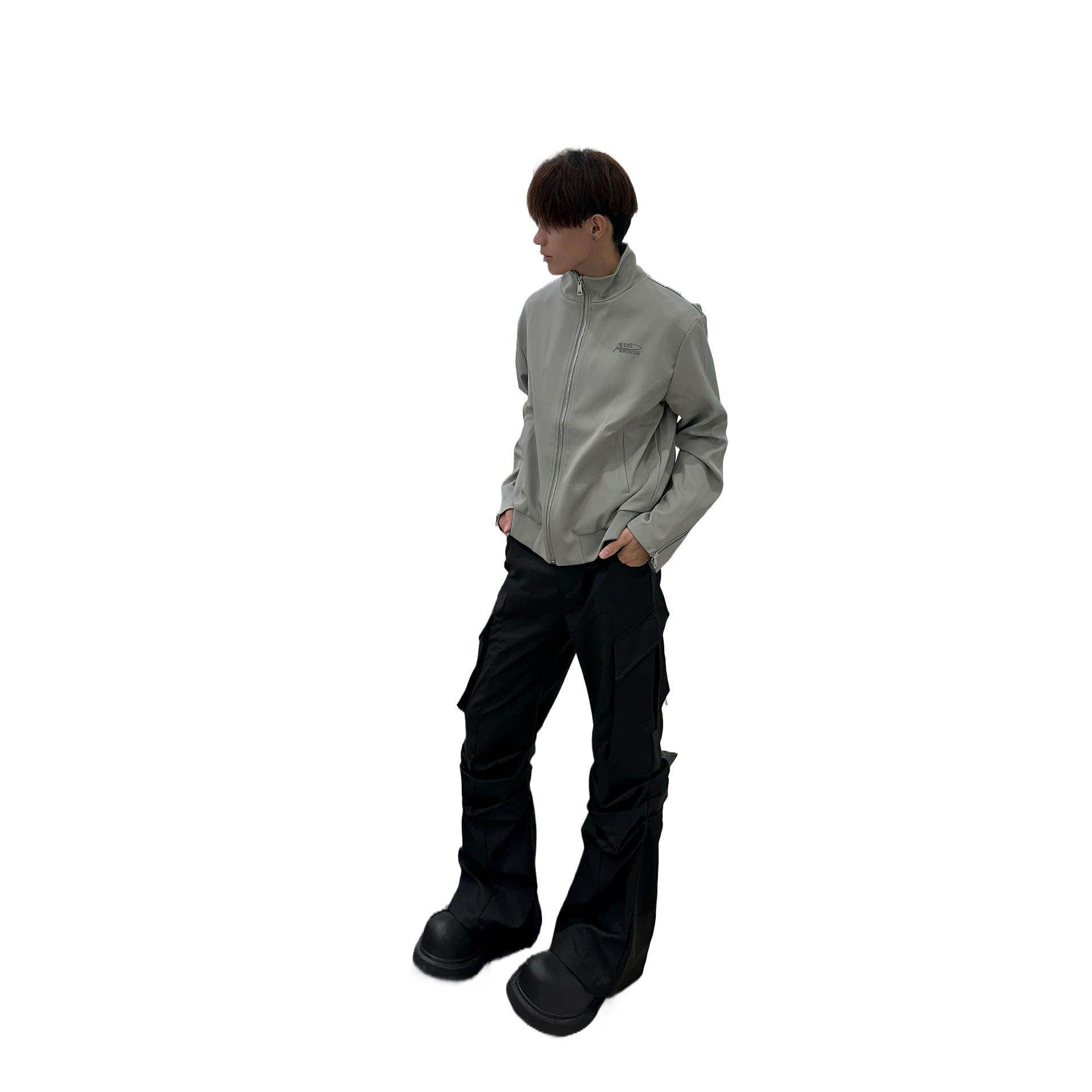 Large Pocket Pleated Black Y2K Cargo Pants Men