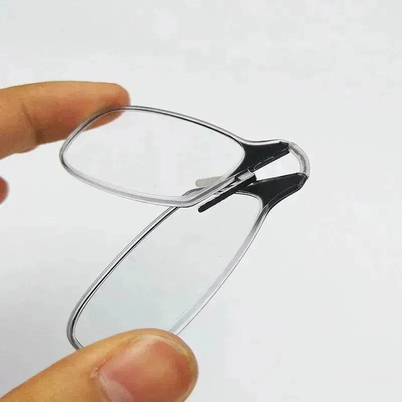 Mini Nose Clip On Portable Reading Glasses Men For Women Rimless Portable Magnifying Presbyopic Glasses Eyewear Ladies