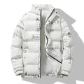 Men's Winter Fashion Printed Zip button Thick Rain Puffer Jacket