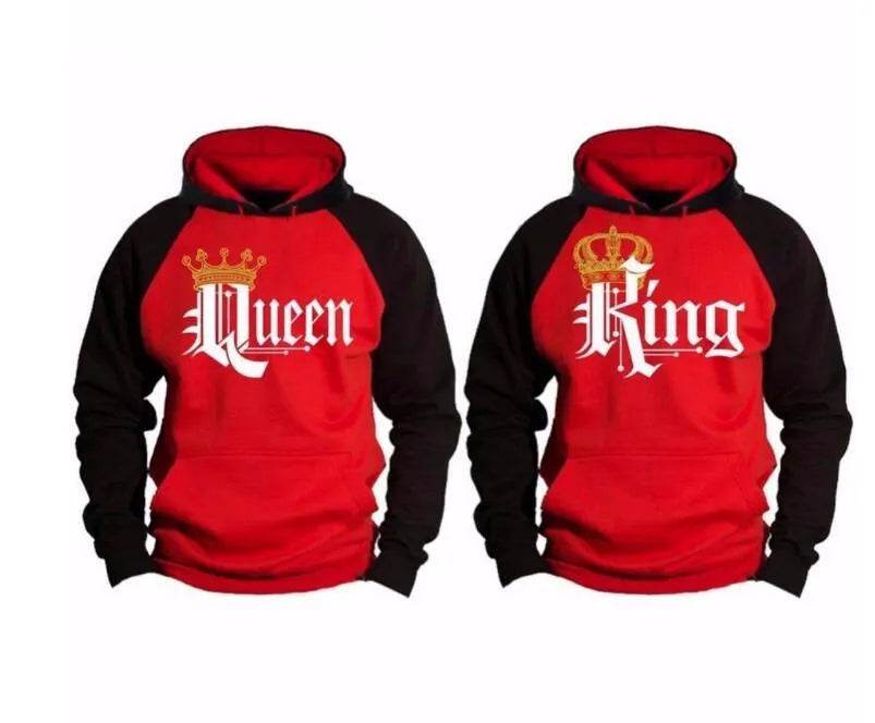 Women KING QUEEN King and Queen Crown Couple Color Block Sweatshirt