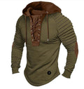 Spring And fall Pure Color Tied Hoodie Street fashion Bronzing Lacing Sweatshirt