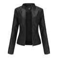 Fashioned European and American Slim fit stand collar Leather jacket for women