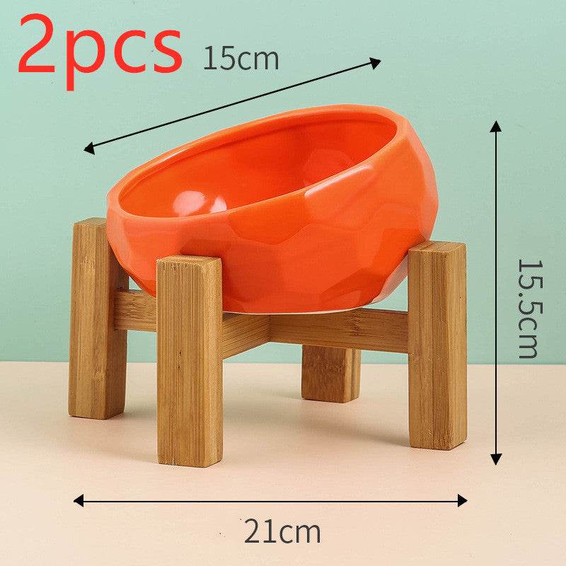 Ceramic Cat Bowl with Angled Mouth – Single & Set Options