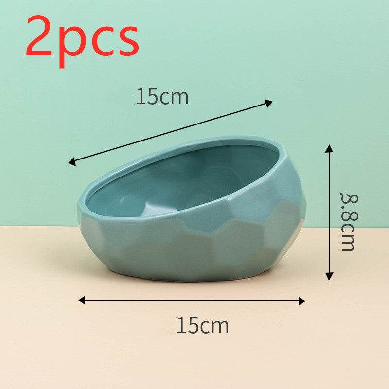 Ceramic Cat Bowl with Angled Mouth – Single & Set Options