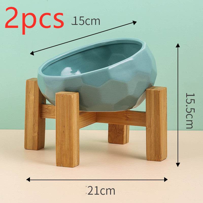 Ceramic Cat Bowl with Angled Mouth – Single & Set Options