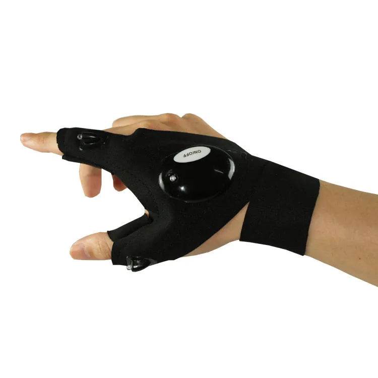 LED Outdoor Flashlight Fishing Half Finger Sports Lighted Gloves