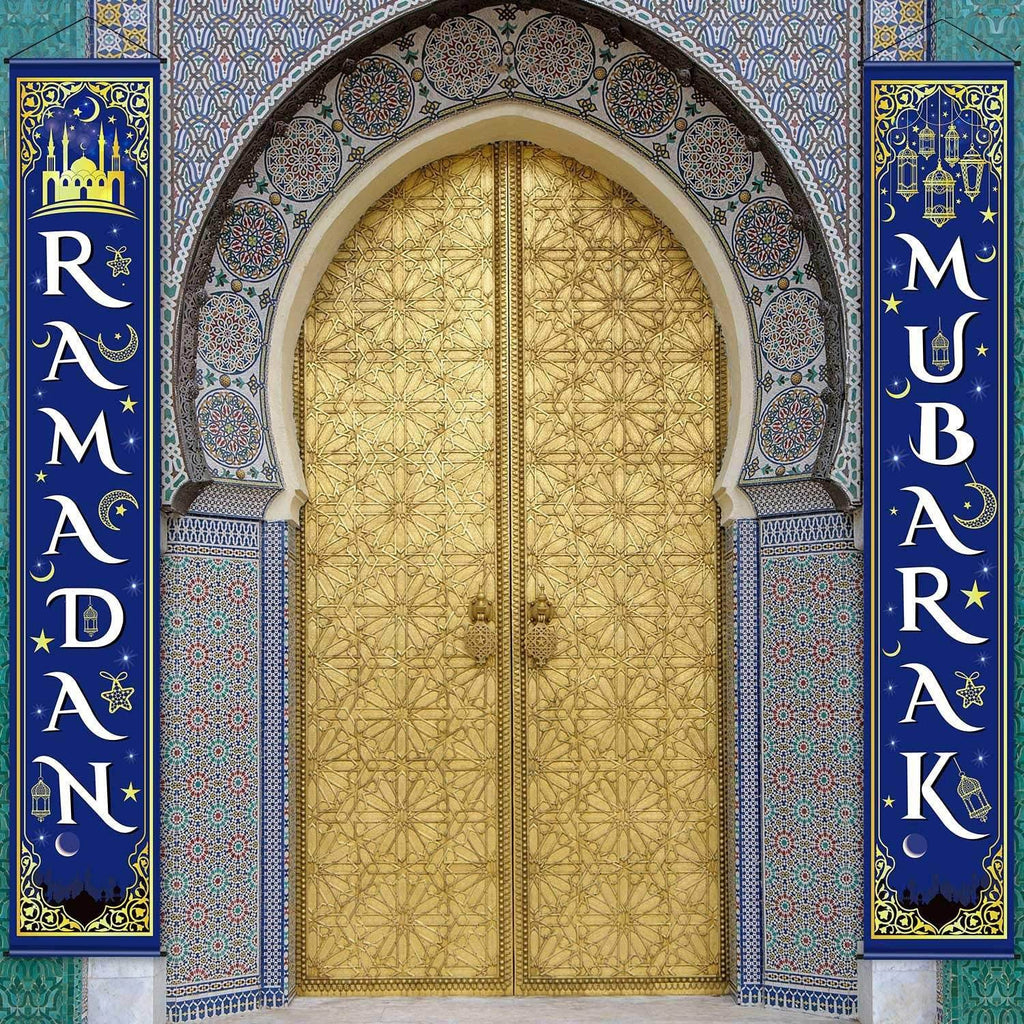 Eid Mubarak Couplet Festival Celebration Decoration Door Curtain Outdoor Ramadan Banner