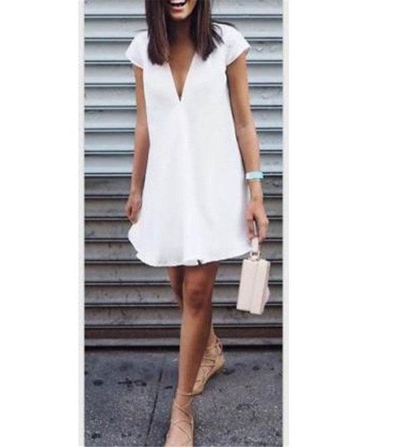 Women Casual summer day dresses V Neck summer mini dress