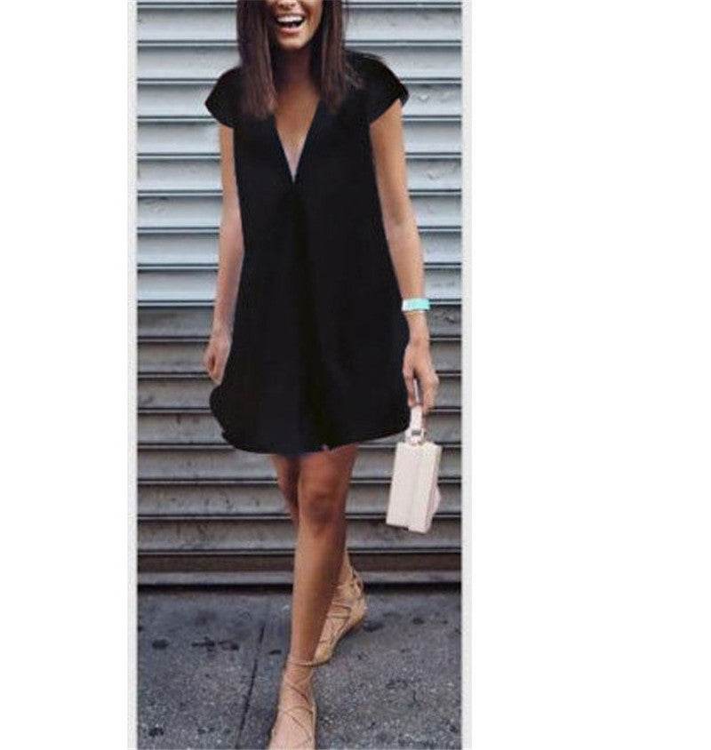 Women Casual summer day dresses V Neck summer mini dress