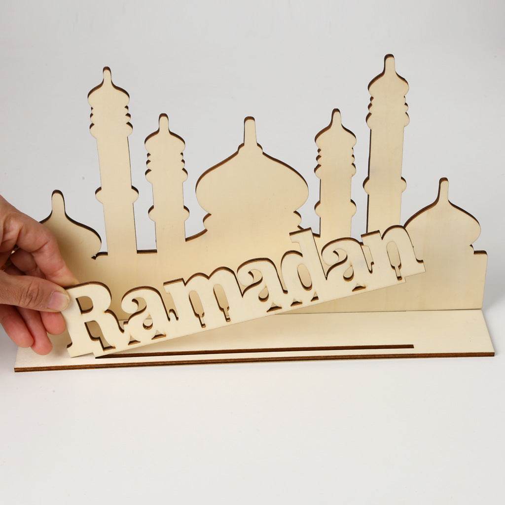 Muslim Eid Al-Fitr Decoration Craft Gifts Eid Mubarak Ramadan Wooden Ornaments