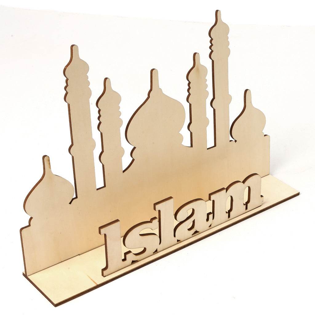 Muslim Eid Al-Fitr Decoration Craft Gifts Eid Mubarak Ramadan Wooden Ornaments