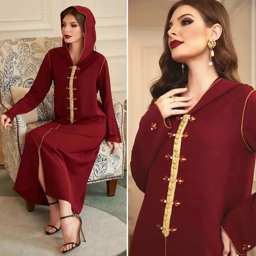 Hand-sewn Diamond Hooded Robe Middle East Dubai Turkey  Kurtas and Kurtis