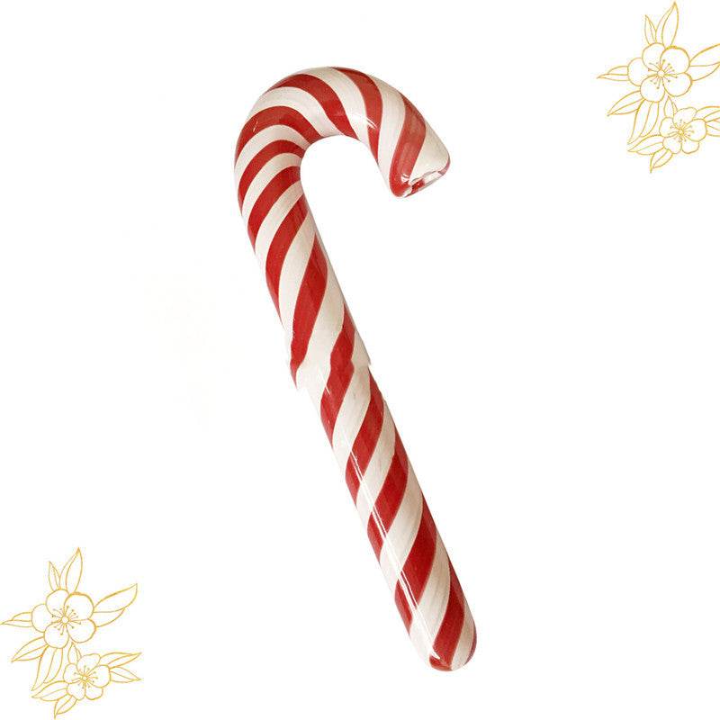Red Striped Glass Pipe Cane Glass Hookah Glass Smoking Set