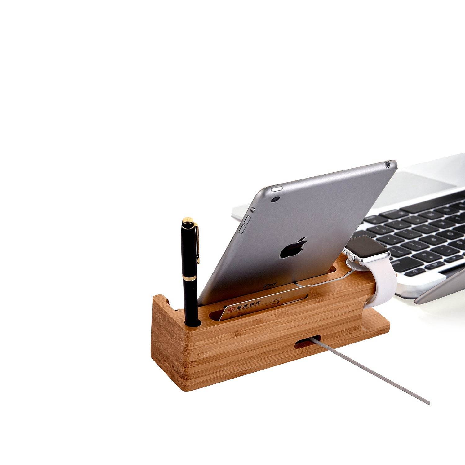 Wooden Table Desktop Dual Phone Holder