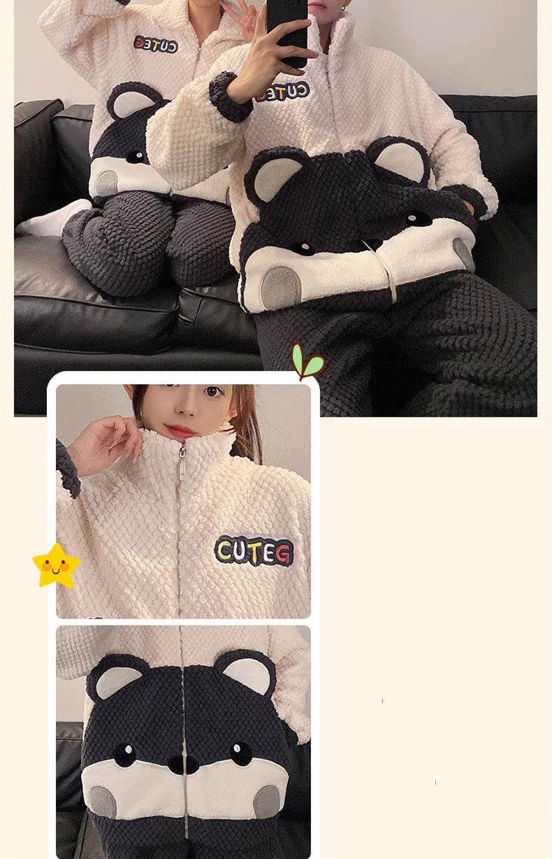 Fashion Casual Embossed Velvet Couple Pajamas
