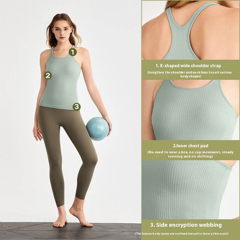 yoga clothes sleeveless Vest With Chest Pad Workout Top