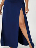 Women's High Waist Slit Solid Color Side Slit Maxi Skirt