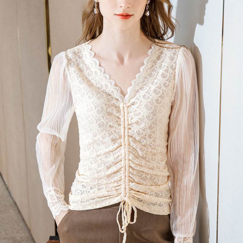 Summer Women Temperament  Work Office lace blouse top