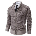 2025 Fall Winter Men Fleece-lined Thick Stand Collar Sweater Cardigan for men