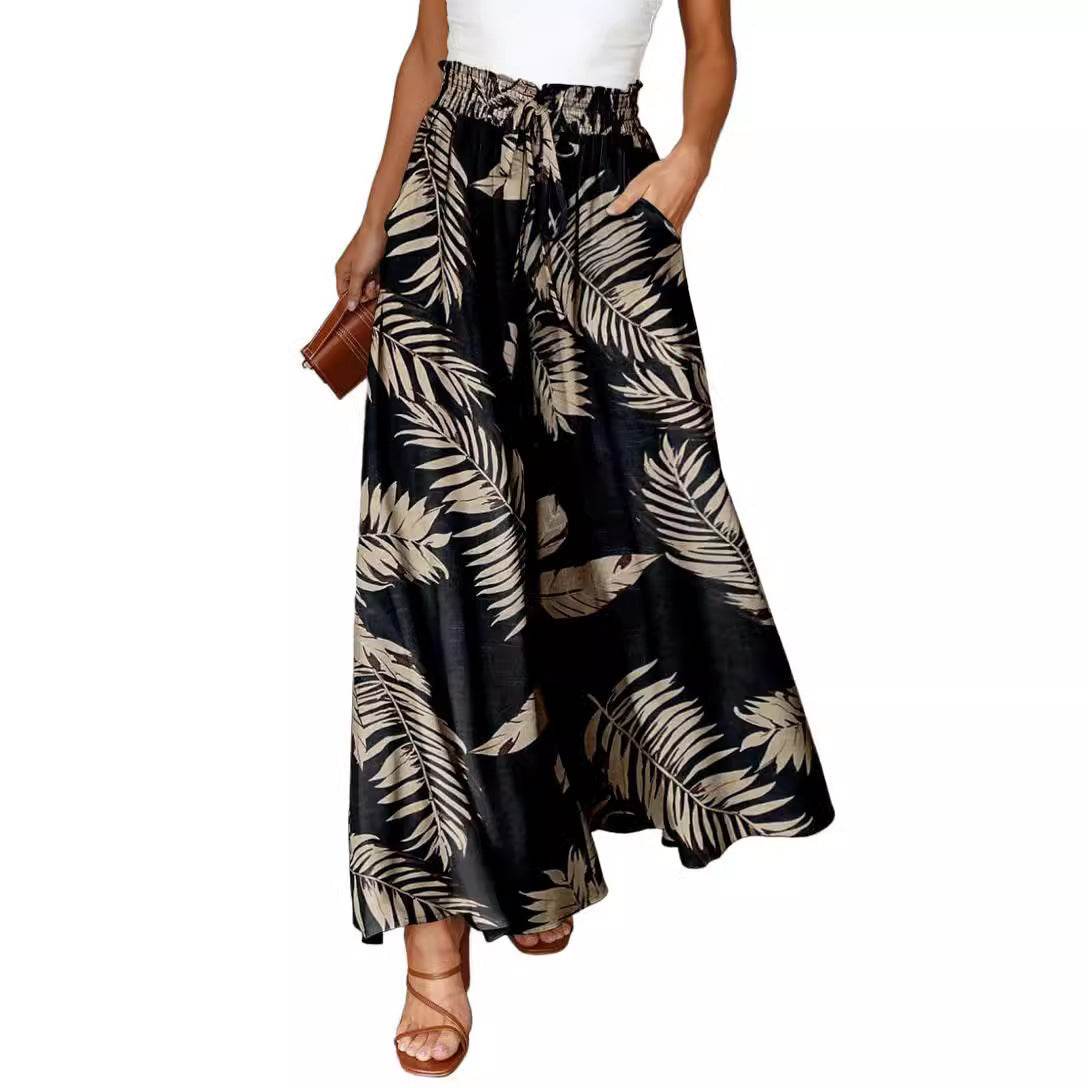 Printed Comfortable Casual High Waist  Wide-leg Floral Palazzo Trousers women