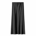 High Quality Satin Silk High Waist Drawstring Lace-up Solid Women Satin Midi Skirt